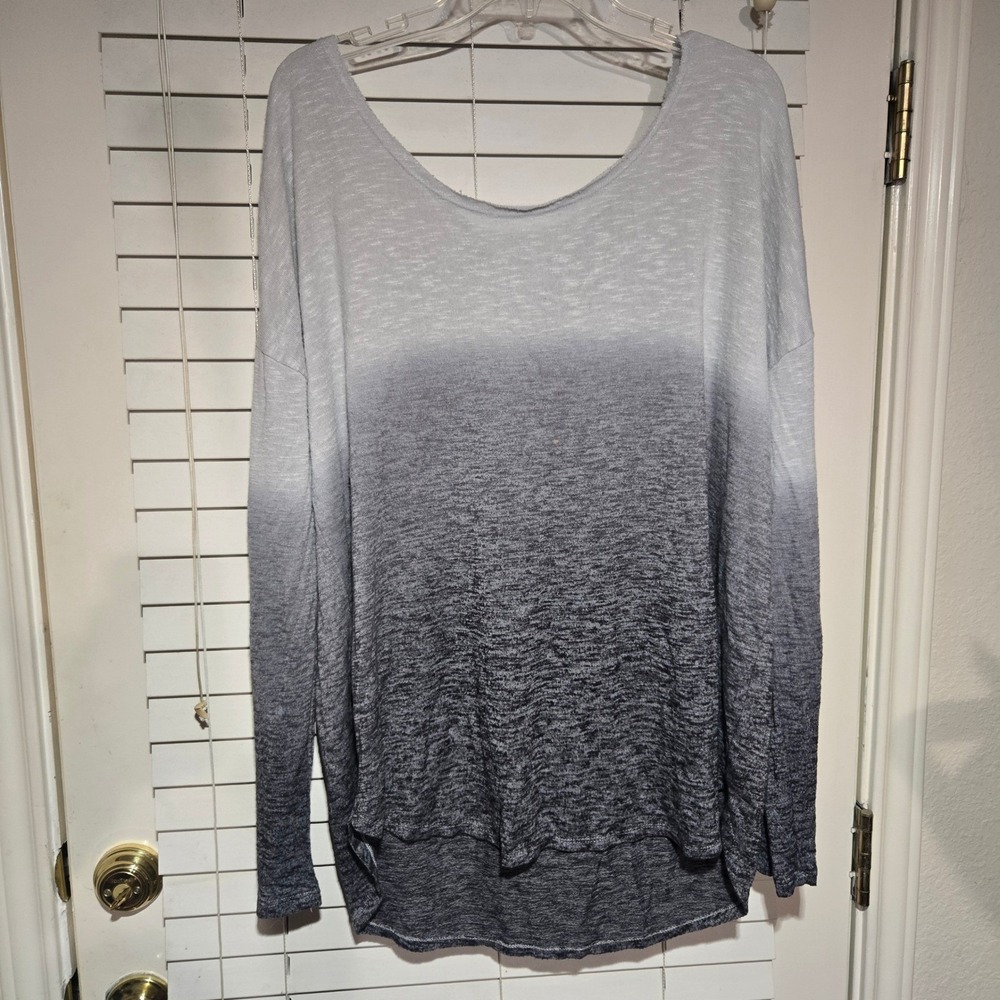 Arizona Jean Co Womens XXL Grey Ombre Long Sleeve Crisscross Back Knit Top *flaw